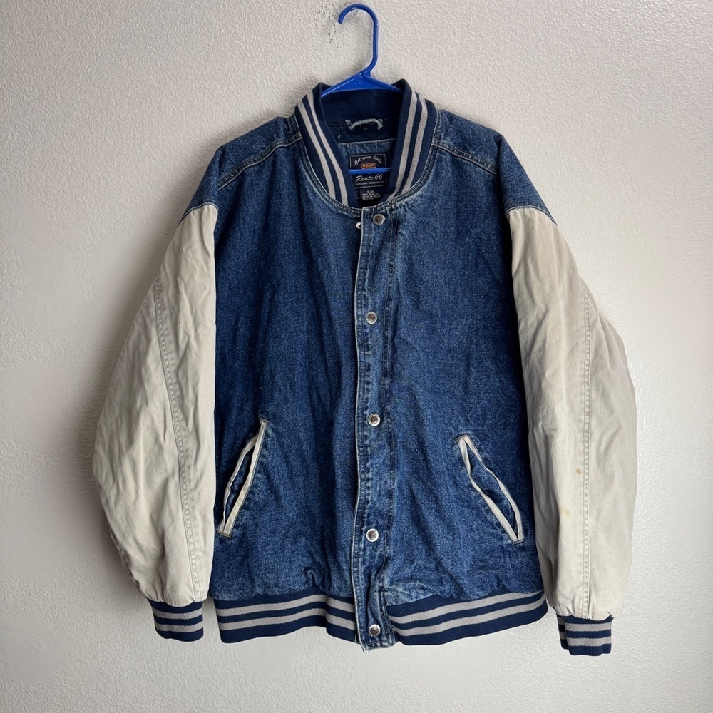 Route 66 Denim Varsity Vintage Jacket Size Large